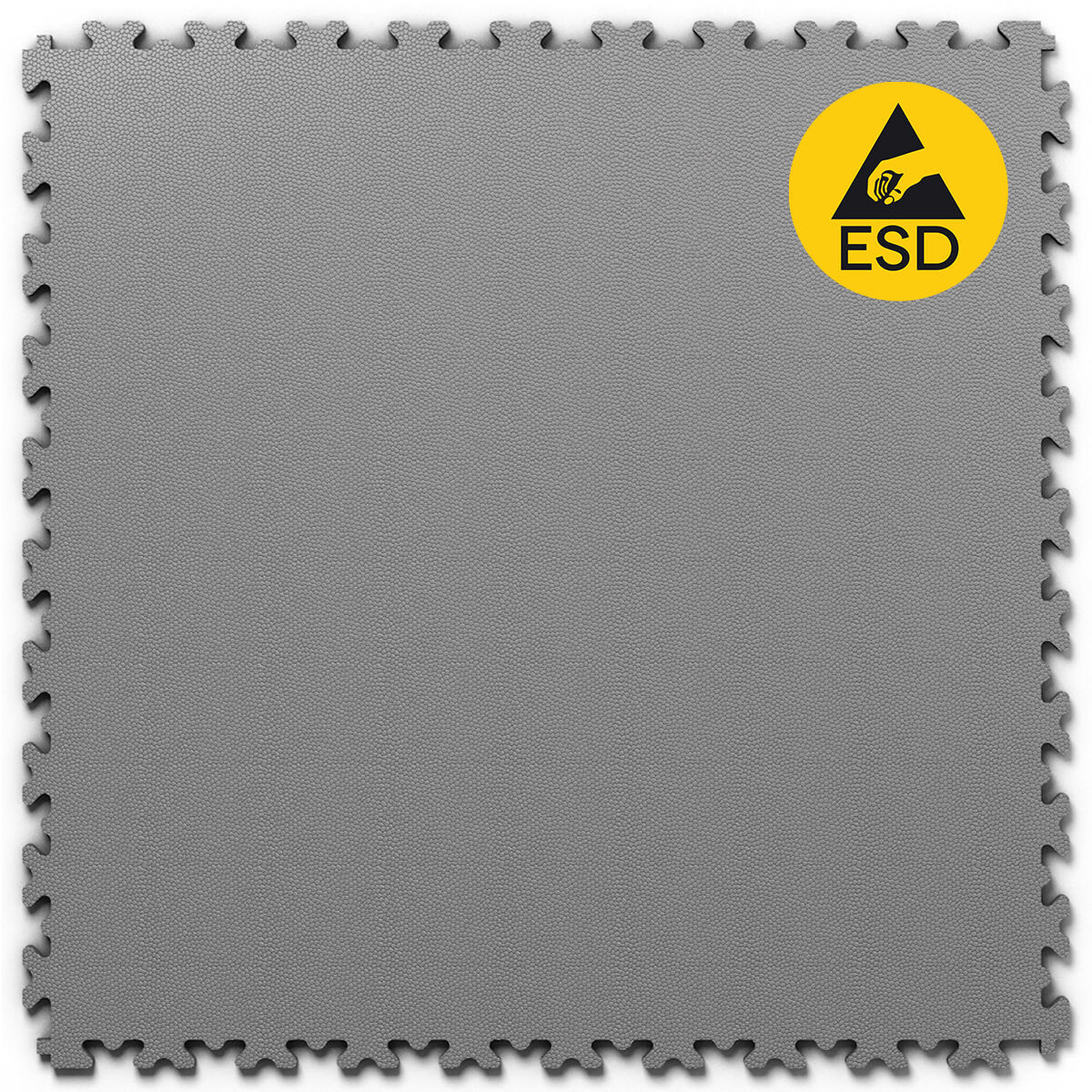 Dalle PVC clipsable Fortelock ESD 7mm - Gris. Idéale pour les environnements sensibles à l'électricité statique, telles que les salles informatiques, les laboratoires ou les espaces industriels. Résistante et facile à installer.