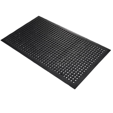 Tapis antidérapant WorkSafe – Caoutchouc perforé pour sols gras – 12 mm – Noir