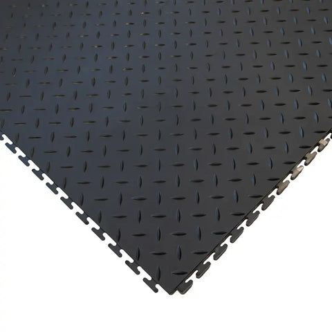Dalles anti-fatigue clipsables Tough Lock – 50 × 50 cm – 15 mm – Bordures jaunes ou orange – Lot de 4 dalles 50 × 50 cm (1 m²)