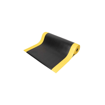 Tapis Antifatigue ORTHOMAT – Postes de Travail Secs – 9,5 mm – 120 cm × 18.3 m (rouleau) · Noir / Jaune