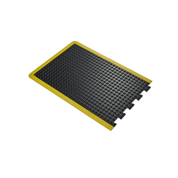 Tapis Anti-Fatigue à Bulles – Sécurité Jaune – 14 mm – 0.6 m × 0.9 m / Extrémité emboîtable
