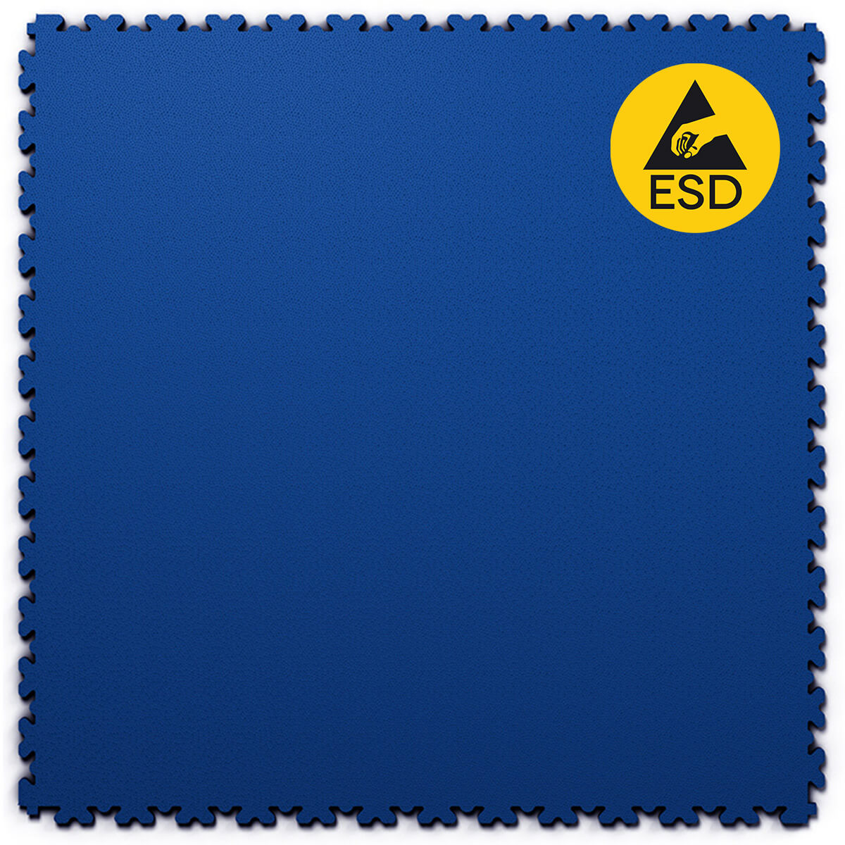 Dalle PVC clipsable Fortelock ESD XL 4mm - Bleue. Conçue pour protéger contre l'électricité statique, adaptée aux laboratoires, salles informatiques et ateliers. Grand format XL pour une pose facile et rapide.