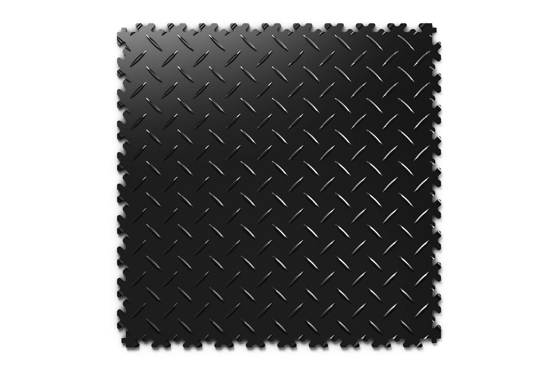 Dalle PVC Clipsable Fortelock Industry 7mm - Finition Larmée - Standard - Coloris Noir - Résistante aux charges lourdes, idéale pour les environnements industriels et ateliers.