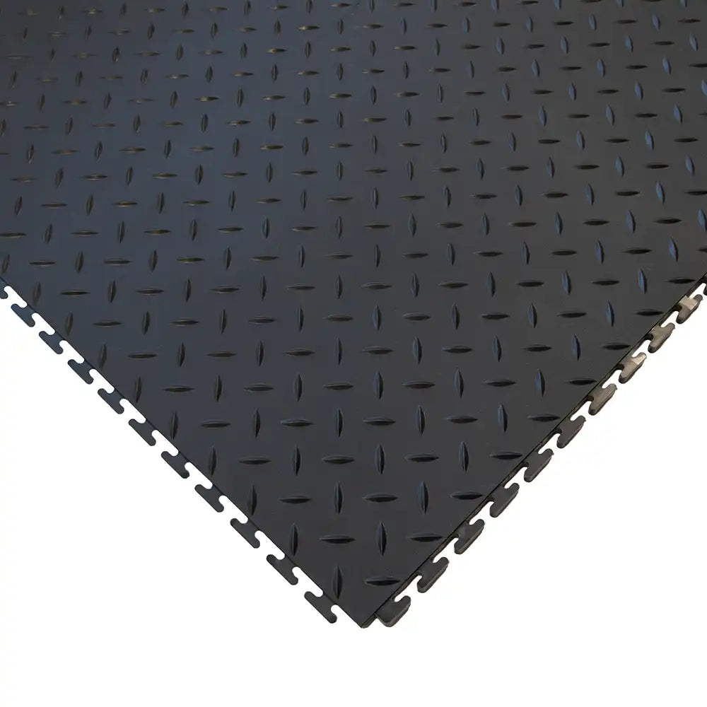 Dalles anti-fatigue Tough Lock noires avec bordures jaunes
