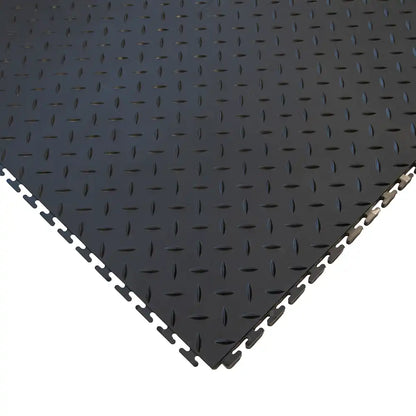 Dalles anti-fatigue Tough Lock noires avec bordures jaunes