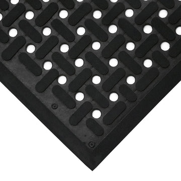 Tapis anti-fatigue K-Mat – Caoutchouc nitrile perforé, zones huileuses – 9 mm – 92 × 290 cm