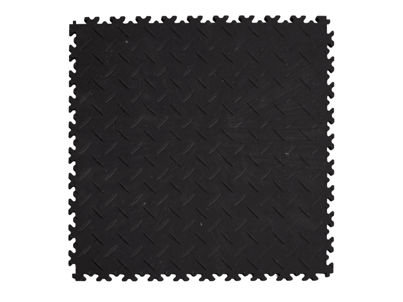 Dalle PVC clipsable Fortelock Industry Eco-recyclée - Noir - Finition Larmée 2010 - 7mm