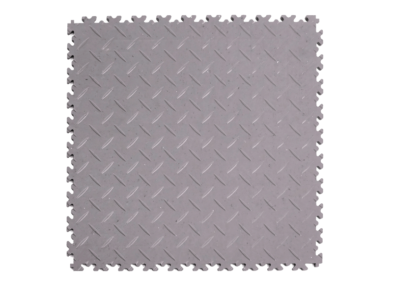 Dalle PVC clipsable Fortelock Industry Eco-recyclée - Gris clair - Finition Larmée 2010 - 7mm